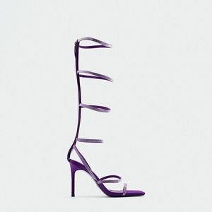 ZARA Purple Rhinestone Strap High Heel Sandals BNWT